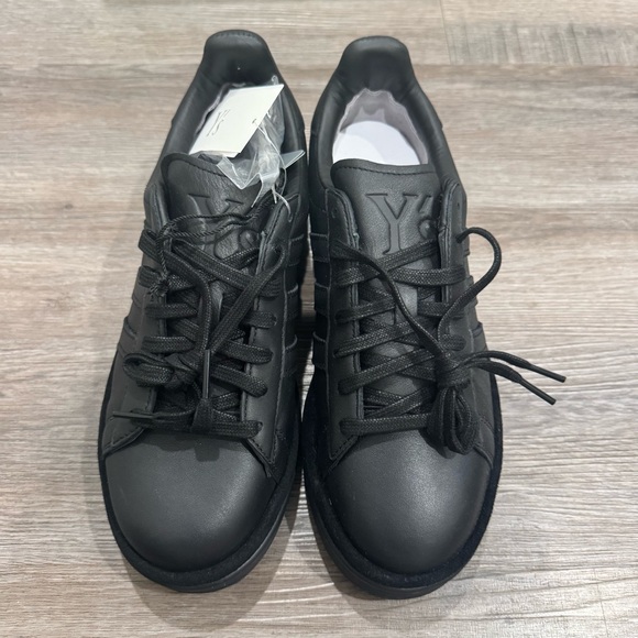 Y’s by Yohji Yamamoto Y3 adidas Wedge Stan Black Leather Sneakers - Picture 3 of 14